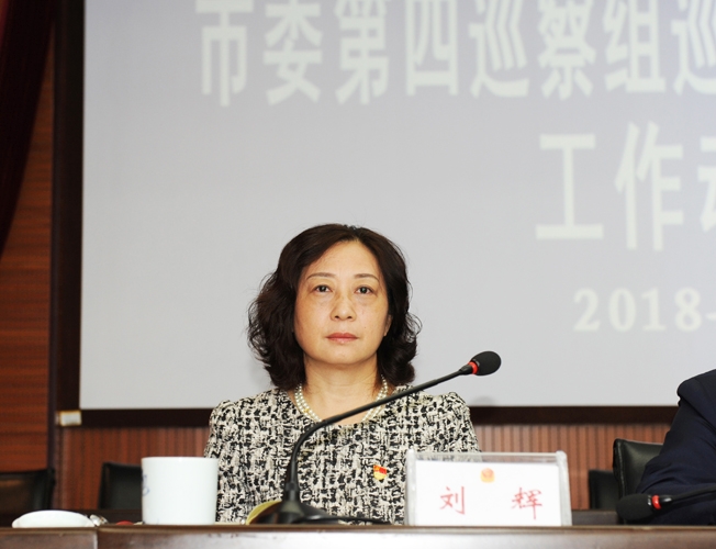 图为市委第四巡察组副组长刘辉出席会议